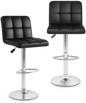 SlickBlue Modern Bat Stools Set of 2 with Back and Heavy-duty Metal Base and Footrest