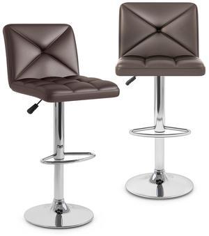 SlickBlue PU Leather Upholstered Bar Stools Set of 2 with Back and Adjustable Height