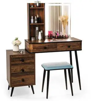 SlickBlue Vanity Makeup Table Set with Lighted Mirror