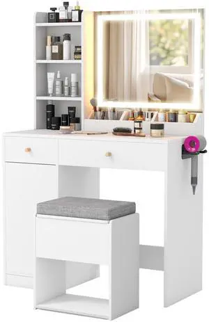 SlickBlue Vanity Dressing Table and Chair Set with Mirror and Lights