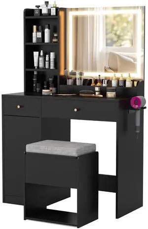 SlickBlue Vanity Dressing Table and Chair Set with Mirror and Lights