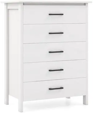 SlickBlue Modern 5-Drawer Multipurpose Chest Dresser with Metal Handles