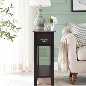 2 Tier End Bedside Sofa Side Table Narrow Nightstand
