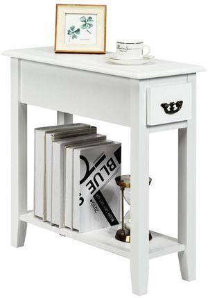 2 Tier End Bedside Sofa Side Table Narrow Nightstand