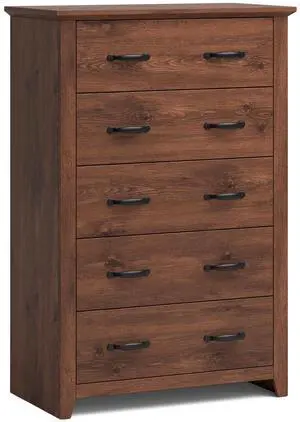 SlickBlue Tall Storage Dresser with 5 Pull-out Drawers for Bedroom Living Room-Walnut