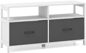 SlickBlue Fabric Chest of Drawers with 2 Drawers and 2 Open Shelves-White