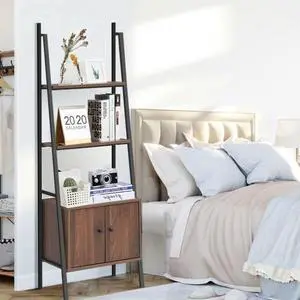 SlickBlue Ladder Shelf 3 Tier Bookcase Metal Frame Bookshelf