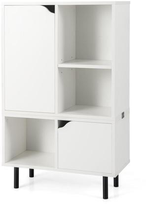SlickBlue Stackable Bookcase with Adjustable Shelf and Cubes-White
