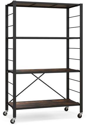 SlickBlue 4-tier Foldable Storage Shelf for Tool Room Kitchen Living Room-Black