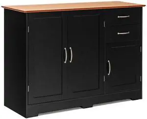 SlickBlue Buffet Storage Cabinet Kitchen Sideboard with 2 Drawers-Black