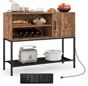 SlickBlue Buffet Sideboard Coffee Bar Cabinet with Power Outlets and USB Ports