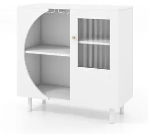 SlickBlue Kitchen Sideboard with Glasses Holder for Living Room Dining Room-White