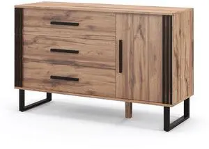 SlickBlue Sideboard Buffet Cabinet Credenza Storage Cabinet with 3 Drawers-Rustic Brown