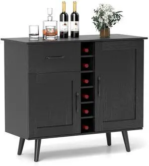 SlickBlue 2-Door Buffet Sideboard with 6-Bottle Wine Rack Drawer