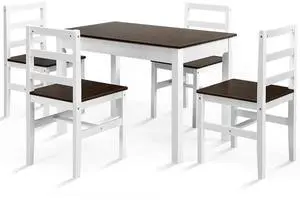 SlickBlue 5 Pieces Solid Wood Compact Kitchen Dining Set-Walnut