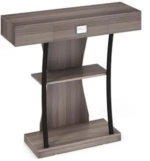 SlickBlue Console Table with Drawer and 2-Tier Shelves for Entryway Living Room-Gray