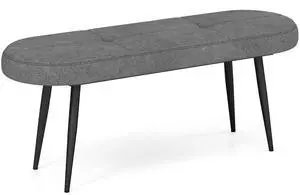 SlickBlue 47 Inch Upholstered Entryway Bench with Heavy-duty Metal Frame-Gray