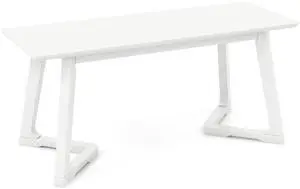 SlickBlue 42 Inch Modern Entryway Bench Long Dining Bench with Rubber Wood Legs-White