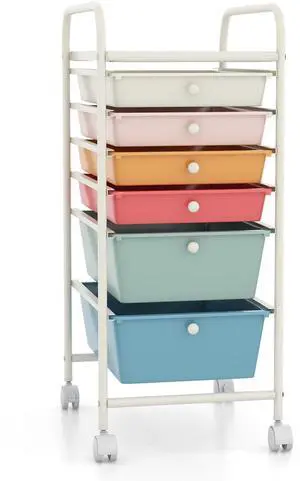 SlickBlue 6 Drawers Rolling Storage Cart Organizer-Macaron