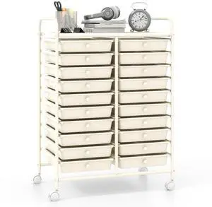 SlickBlue 20 Drawers Rolling Storage Cart Studio Organizer-Beige