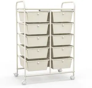 SlickBlue 10-Drawer Rolling Storage Cart-White