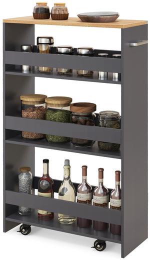 SlickBlue 4-Tier Rolling Storage Cart Slim Kitchen Cart on Wheels with Open Shelves and Handle