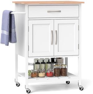 SlickBlue Rolling Kitchen Island Cart with Drawer and Towel Rack