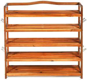 SlickBlue 5-Tier Wood Large Shoe Rack Holds up 12-18 Pairs