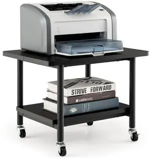 SlickBlue Under Desk Printer Stand with 4 Wheels and Locking Mechanism-Black
