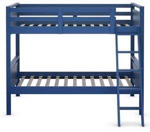 SlickBlue Twin Over Twin Bunk Bed Convertible 2 Individual Beds Wooden -Navy