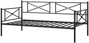 SlickBlue Metal Daybed Twin Bed Frame Stable Steel Slats Sofa Bed-Black