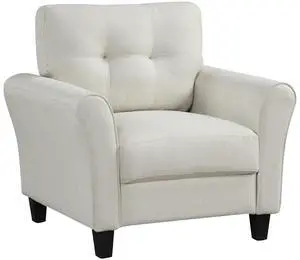 SlickBlue Modern Upholstered Accent Chair with Rubber Wood Legs-Beige