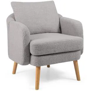 SlickBlue Sherpa Accent Chair Modern Living Room Chair with Seat Cushion-Grey