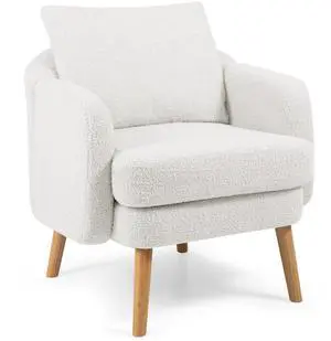 SlickBlue Sherpa Accent Chair Modern Living Room Chair with Seat Cushion-White