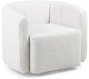 SlickBlue Modern Upholstered Sherpa Accent Chair with Curved Backrest and Armrests-White