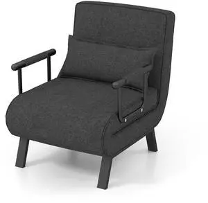 SlickBlue Folding 6 Position Convertible Sleeper Bed Armchair Lounge Couch with Pillow-Gray