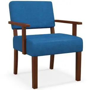 SlickBlue Linen Accent Chair Living Room Chair with Soft Padded Seat and Backrest-Blue