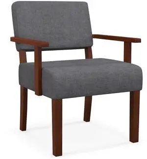 SlickBlue Linen Accent Chair Living Room Chair with Soft Padded Seat and Backrest-Gray