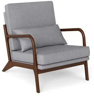 SlickBlue Modern Accent Chair with Rubber Wood Armrests and Removable Back-Gray