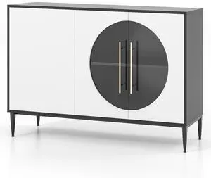 SlickBlue Sideboard Cabinet with Tempered Glass Door for Living Room Dining Room Kitchen-White