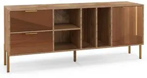 SlickBlue Mirrored Buffet Cabinet with 2 Drawers and 1 Door for Living Room-Natural