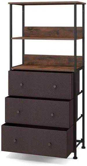 SlickBlue Chest of Fabric Drawer with 3 Folding Fabric Drawers and Anti-tipping Devices-Brown