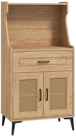 SlickBlue Coffee Bar Cabinet with Pegboard Storage Drawer and Adjustable Shelf-Oak