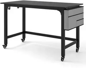 SlickBlue 48 Inch Mobile Computer Workstation with 4 Smooth Casters-Black