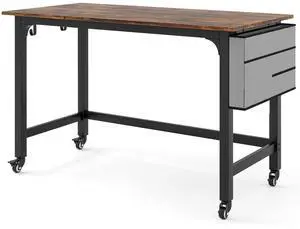 SlickBlue Rolling Home Office Computer Desk with Detachable Fabric Bag-Rustic Brown