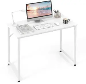 SlickBlue 40 Inch Small Computer Desk with Heavy-duty Metal Frame-White