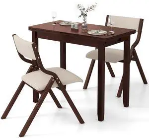 SlickBlue Kitchen Table Set for 2 Expandable Dining Table with 2 Upholstered Folding Chairs