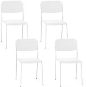 SlickBlue Modern Dining Chairs Set of 4 with Tilted Backrest and Sturdy Metal Legs-White