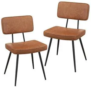 SlickBlue Dining Chair Set of 2 with Padded Backrest and Seat-Brown