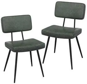 SlickBlue Dining Chair Set of 2 with Padded Backrest and Seat-Dark Green